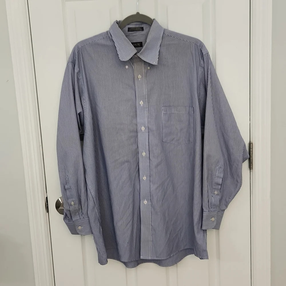 Arrow Blue & White Striped Button Down Top